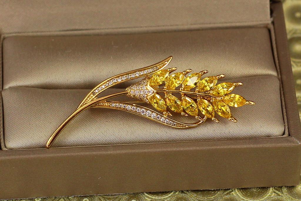 Брошь Xuping Jewelry Колосок 5 см Лимонный (2330635020)