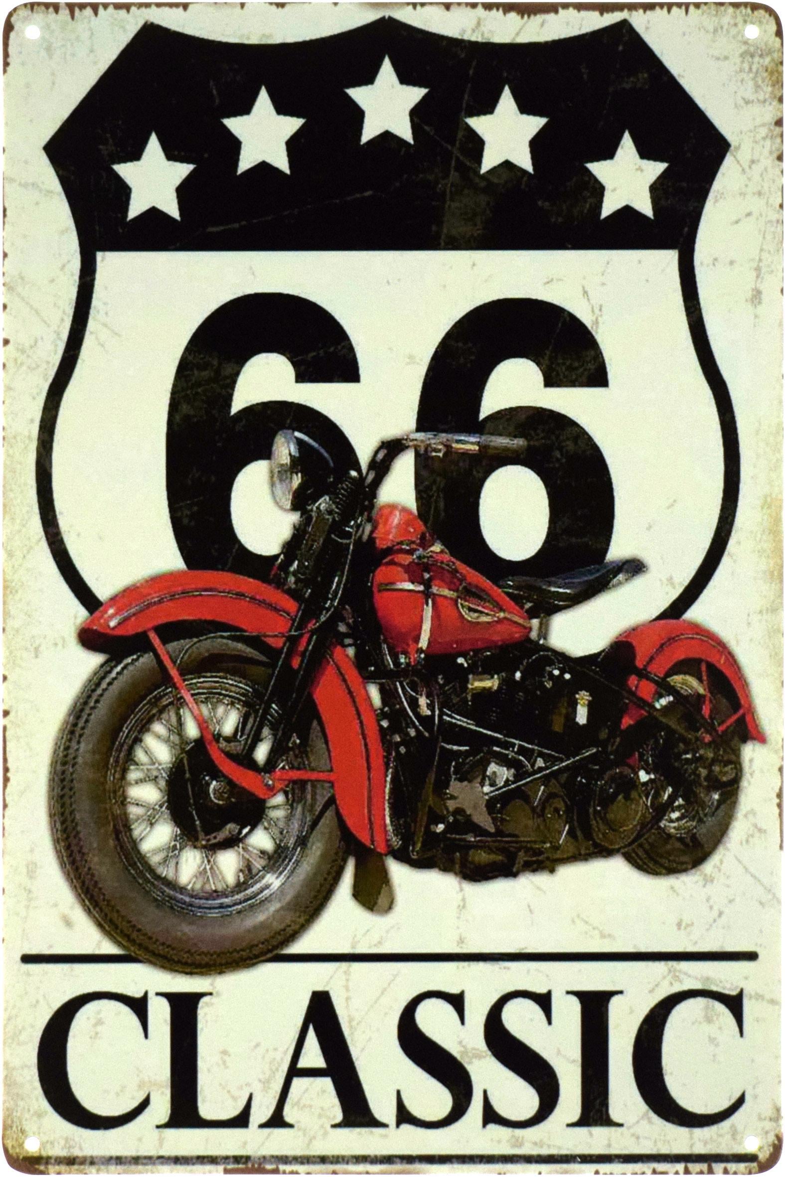 Металлическая табличка Мотоцикл Classic Route 66 20x30 см