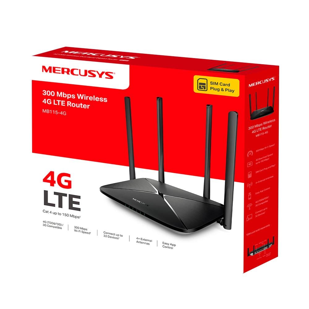 Маршрутизатор Mercusys MB115-4G Black (29079450) - фото 5