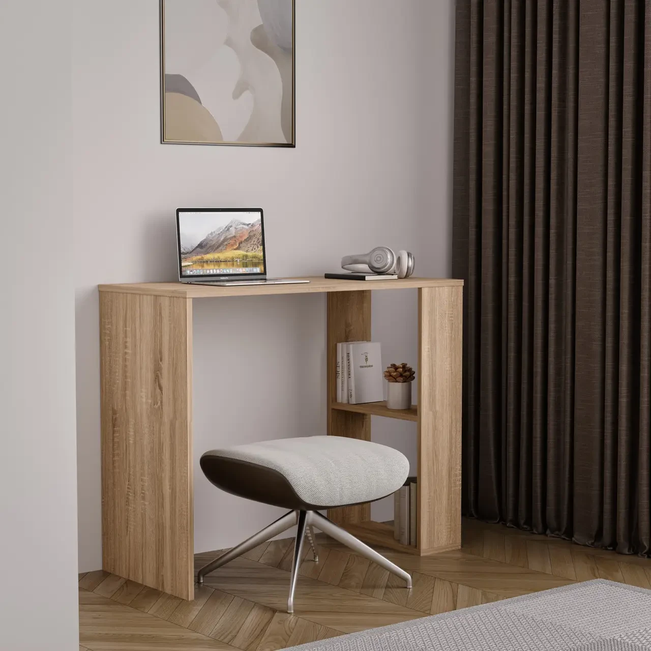 Стол письменный My Room Т-10 с двумя полками ДСП 900х750х400 мм Дуб сонома (4736987563987640723) - фото 1