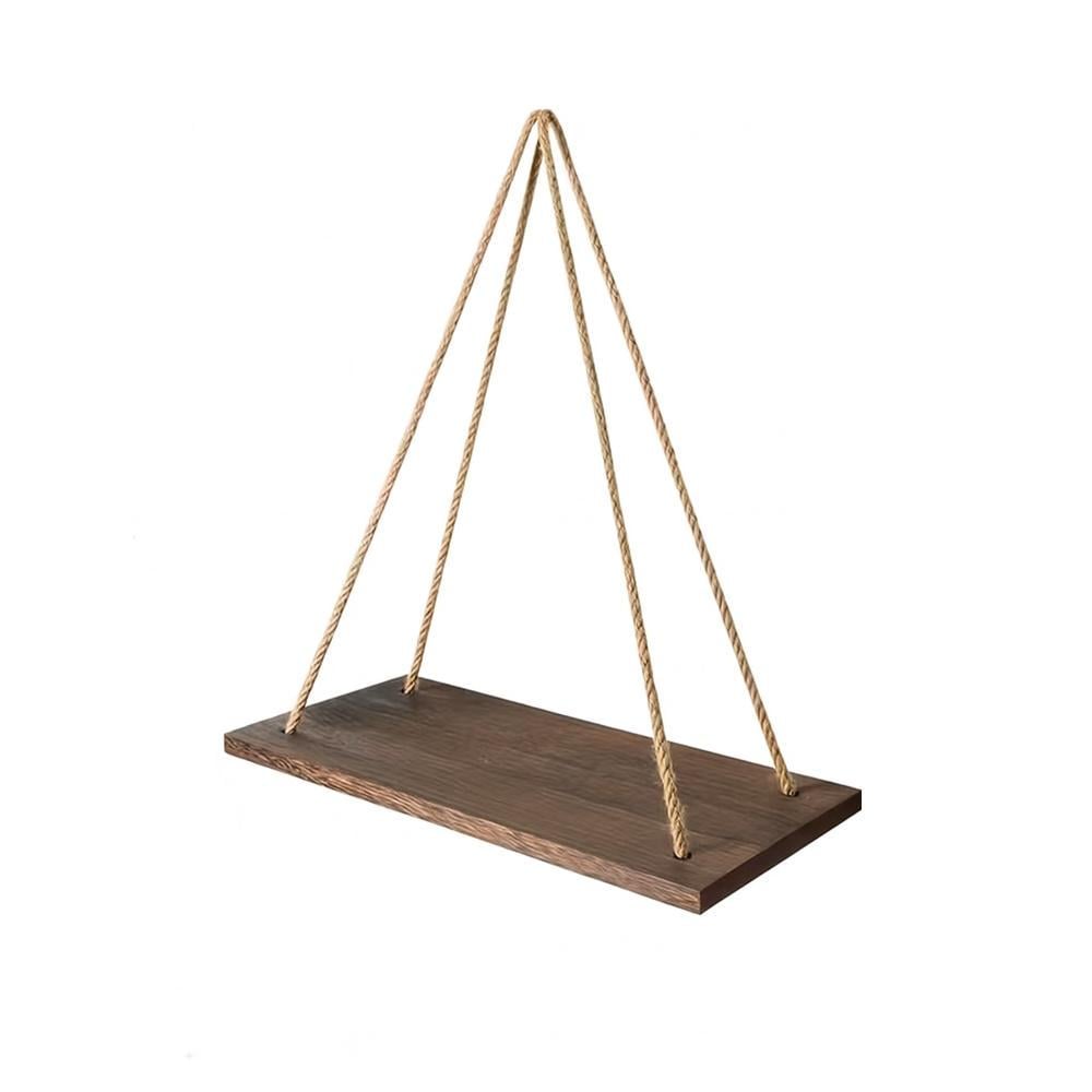 Полочка деревянная подвесная на веревках 10х35 см Волошский орех (3000004176)
