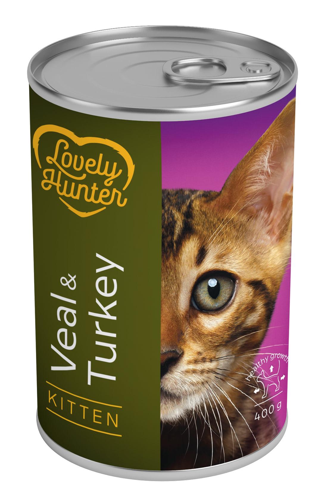 Консерви для кішок Lovely Hunter Kitten Veal&Turkey 400 г (LHU45346) (4771317453464)
