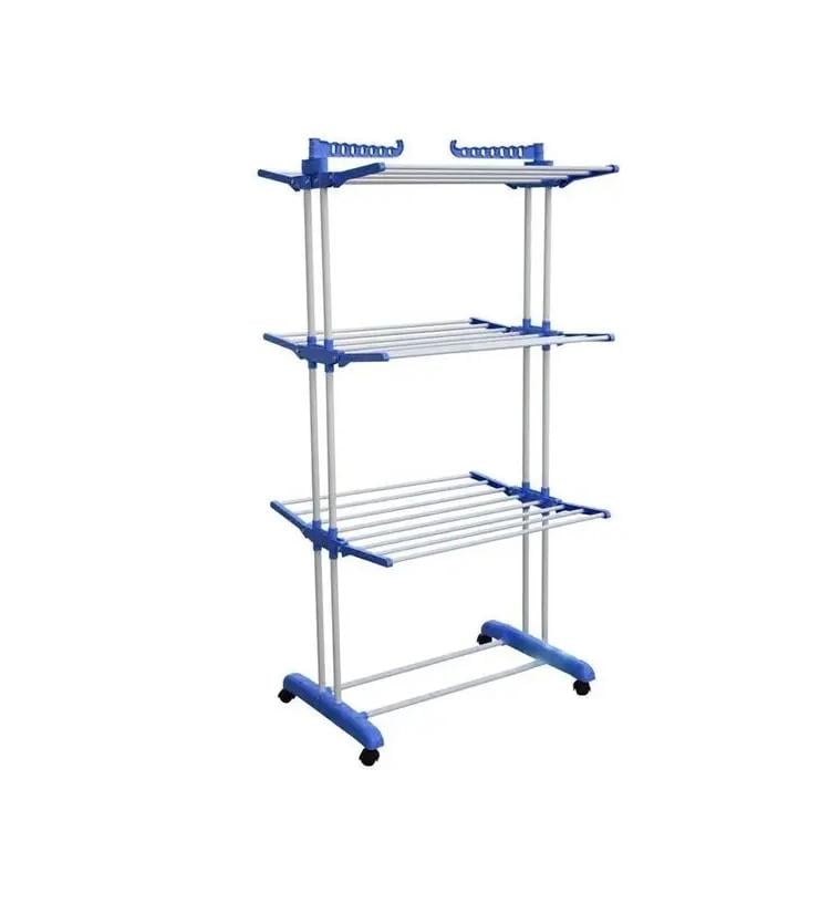 Сушилка многоуровневая для белья Garment Rack With Wheels 142x55x172 см Белый с синим (38412582)