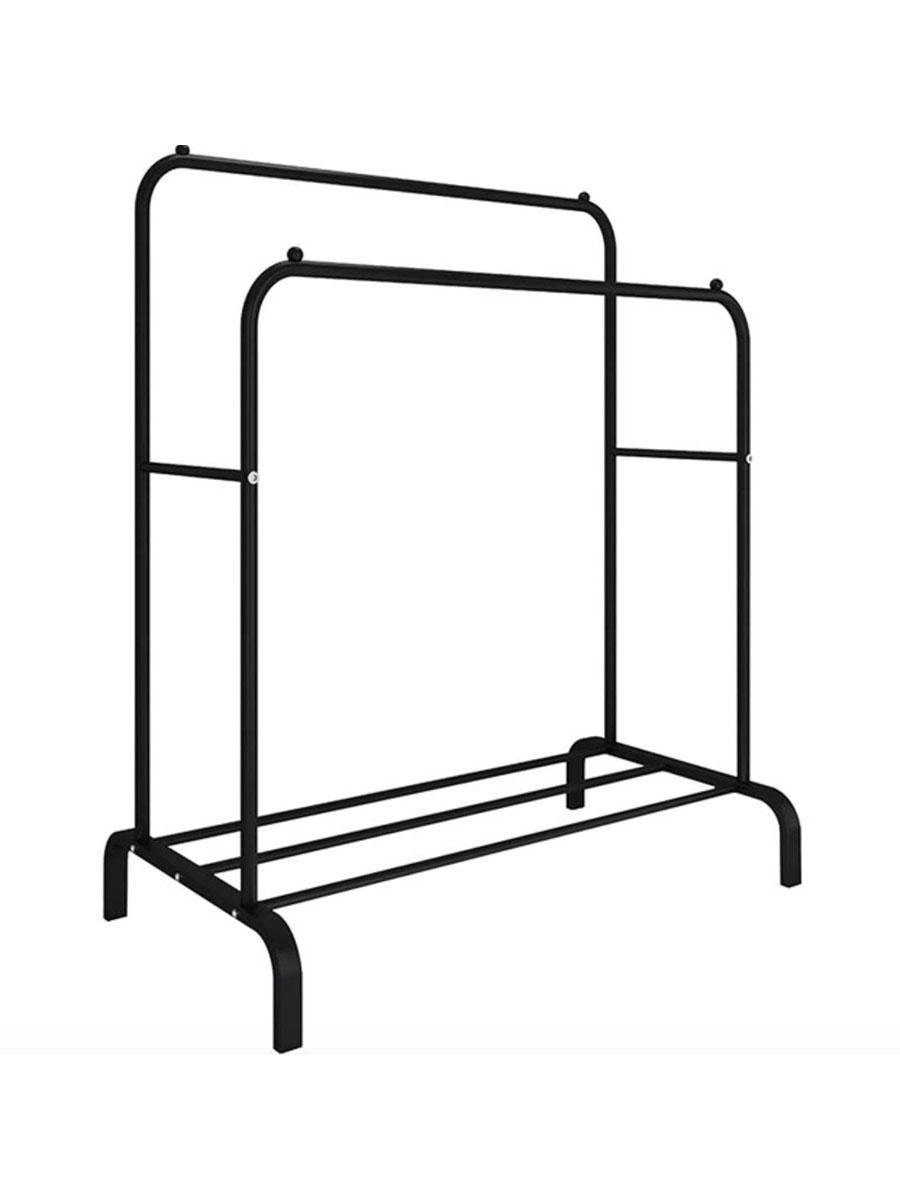 Вешалка-полочка двойная для одежды и обуви Good Idea стальная напольная с полкой Черный (473836АВ)