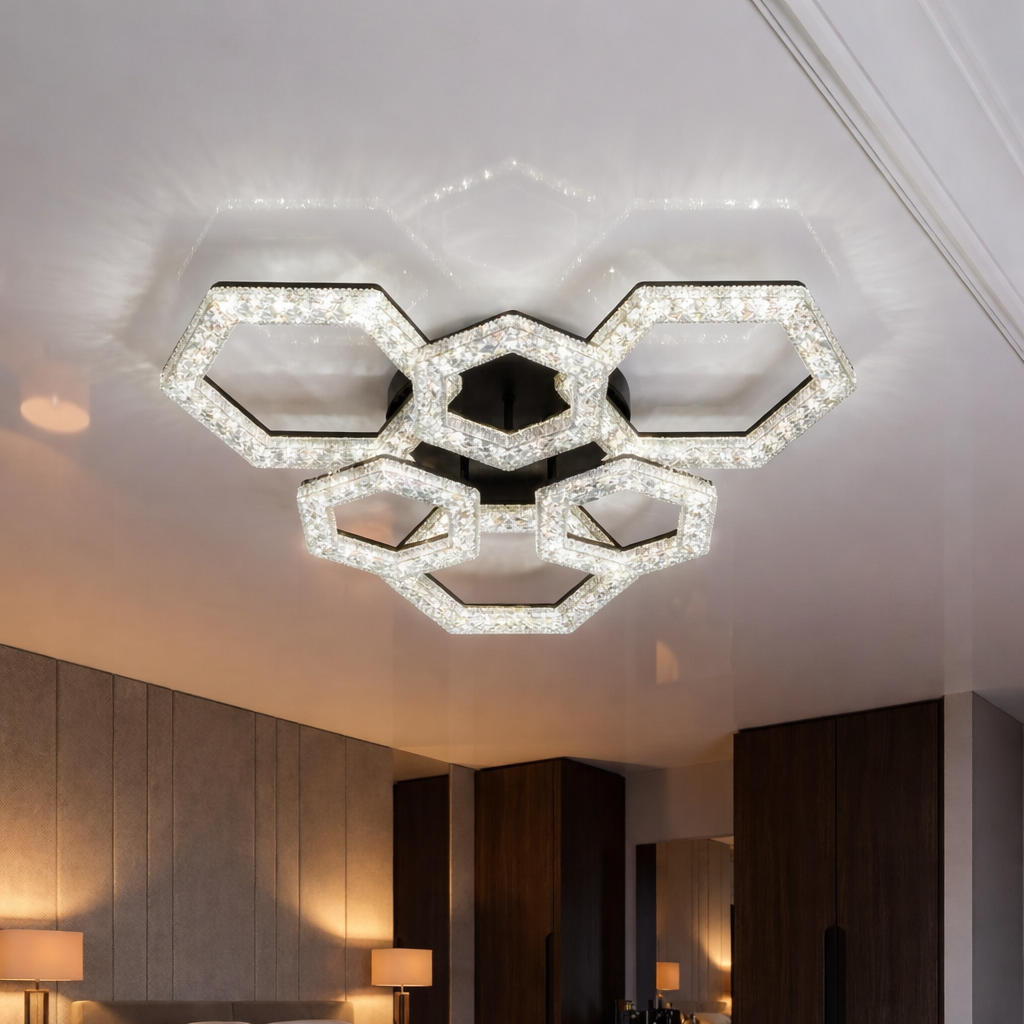 Люстра потолочная LED/пульт/димер/75W Черный (6653/3+3BK)