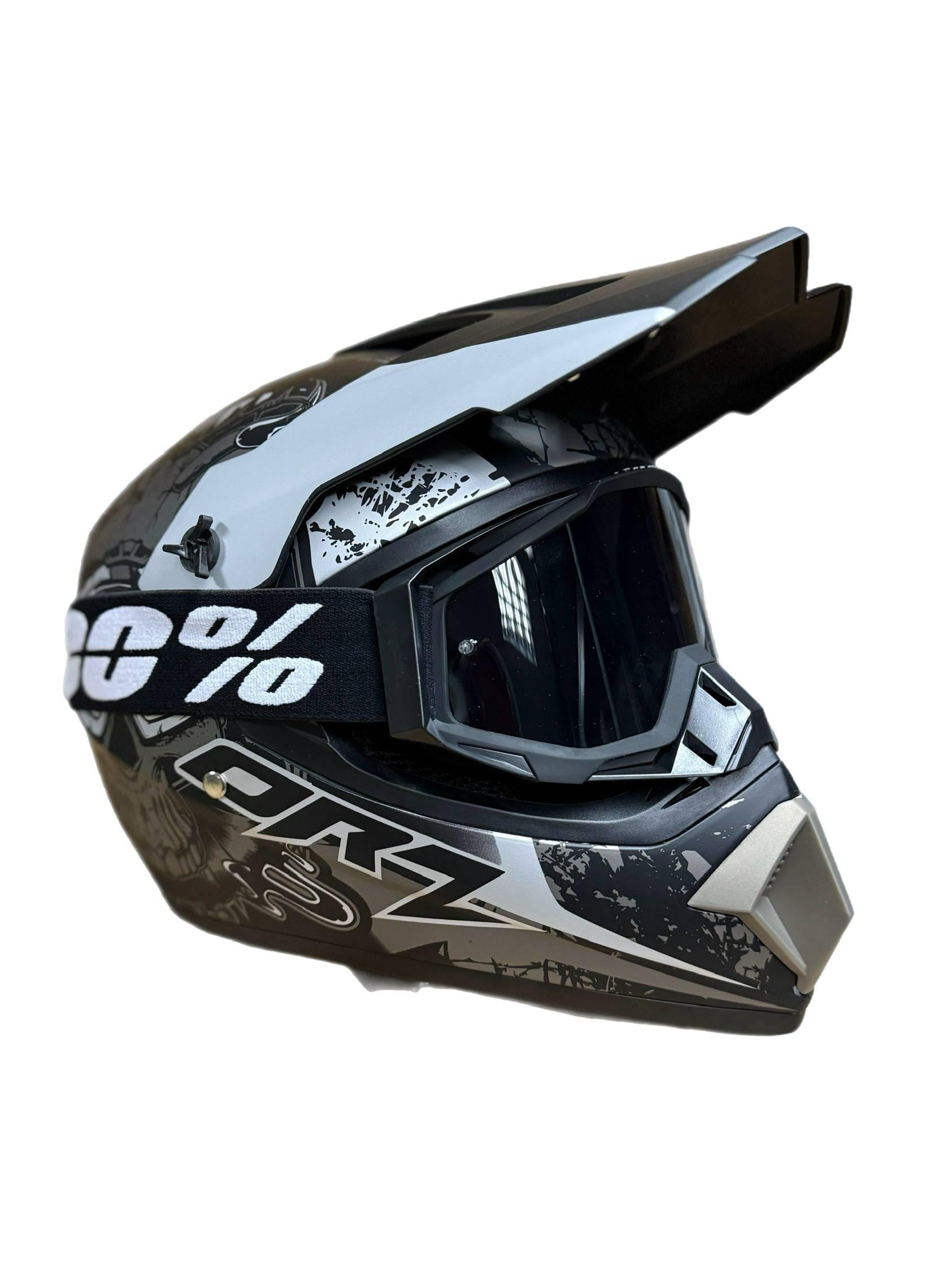 Мотошлем эндуро кроссовый Helmet Rudeless XL Серый и очки Profi 100% с поляризацией Черный (0503)