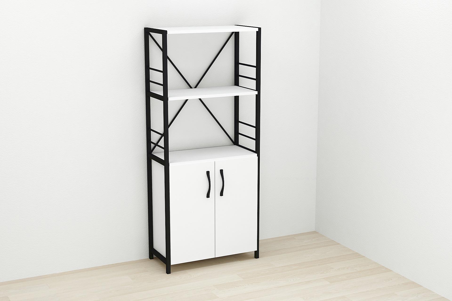 Етажерка Ferrum-decor Конект 3/60 з тумбою ДСП 144x60x28 см Чорний/Білий (FRD-104442) - фото 2