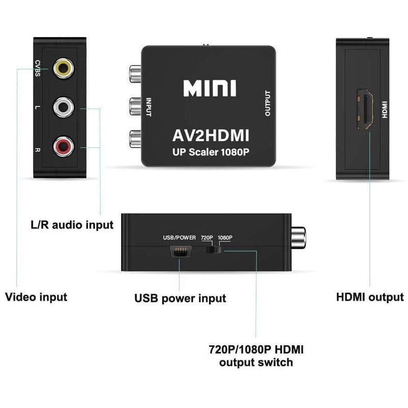 Конвертер відео та аудіо сигналу активний U&P Mini RCA-HDMI 1080P Black (SWE-AV2HDMI-BK) - фото 6