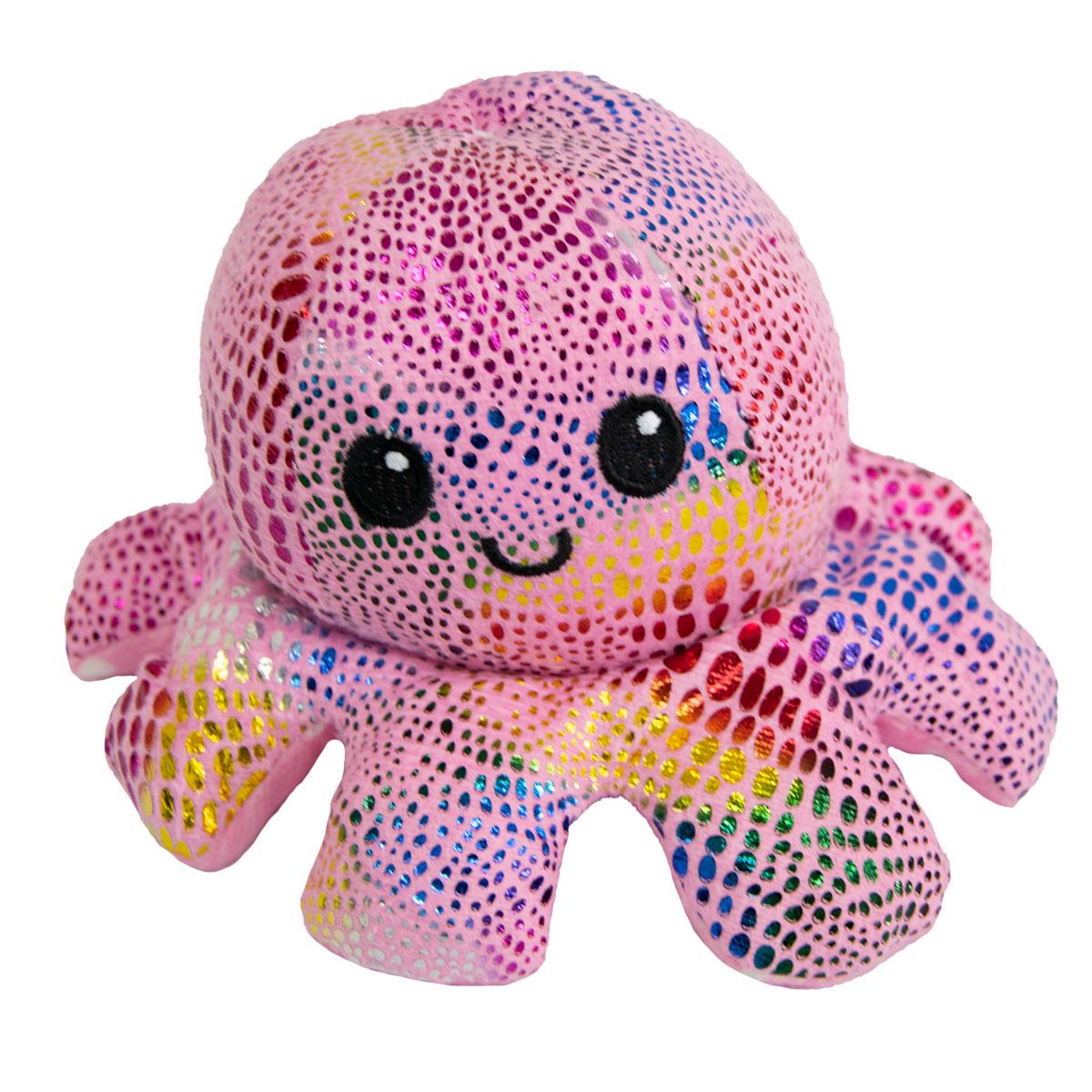 Мягкая игрушка двусторонний осьминог настроение блестящий в горошек Розовый (1008707-Pink)