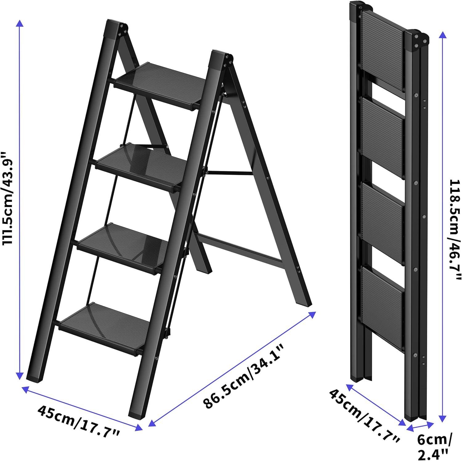 Лестница стремянка алюминиевая бытовая DOAKT Air A4 на 4 ступеньки складная до 150 кг Black (A4-BK) - фото 5 Лестница стремянка алюминиевая бытовая DOAKT Air A4 на 4 ступеньки складная до 150 кг Black (A4-BK) - фото 5