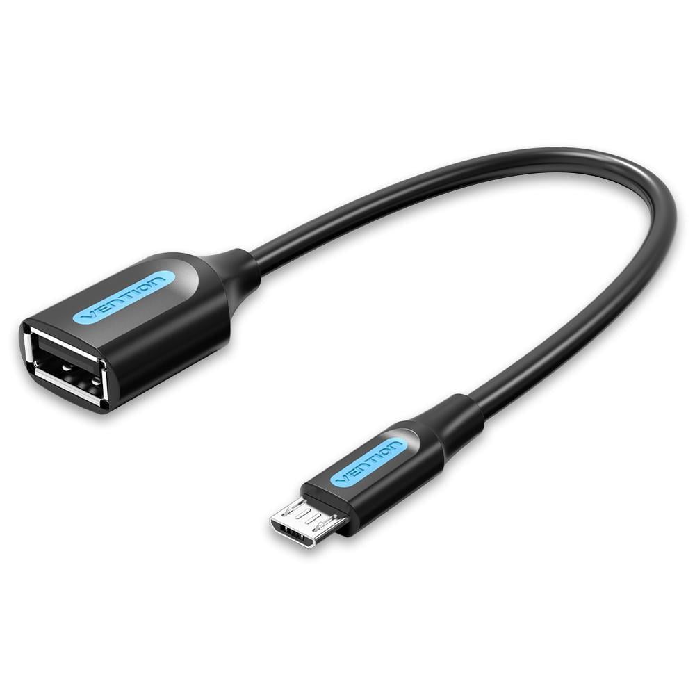 Кабель OTG Micro-USB на USB-A Vention USB 2.0 0.15 м Чорний (CCUBB)