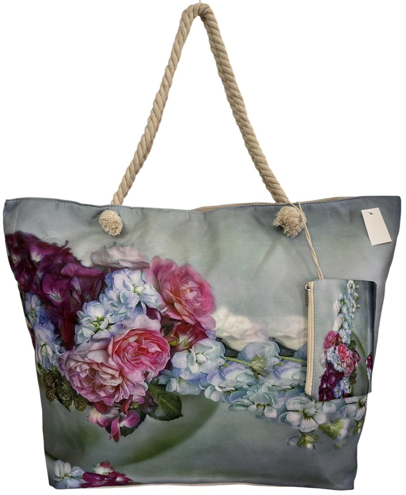 Сумка пляжна жіноча з тканини на блискавці Бежево-зелений (2550)