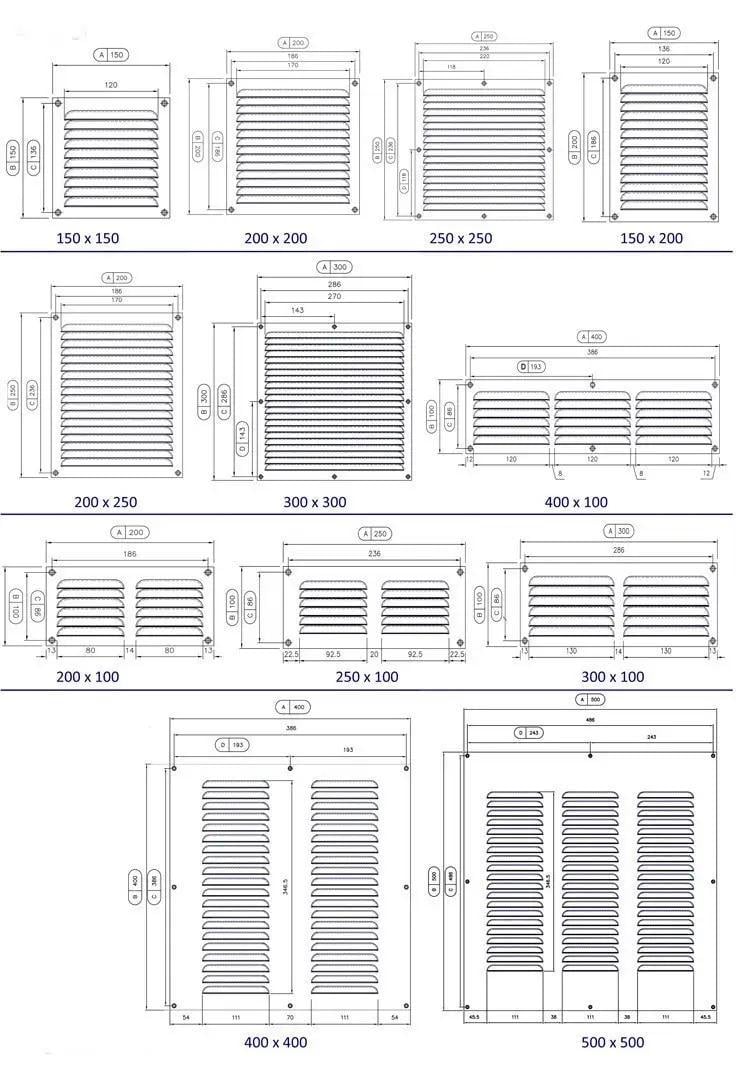 Вентиляционная решетка VENUS металлическая 100х250 мм Белый MVR 1020 W (7292163) - фото 3