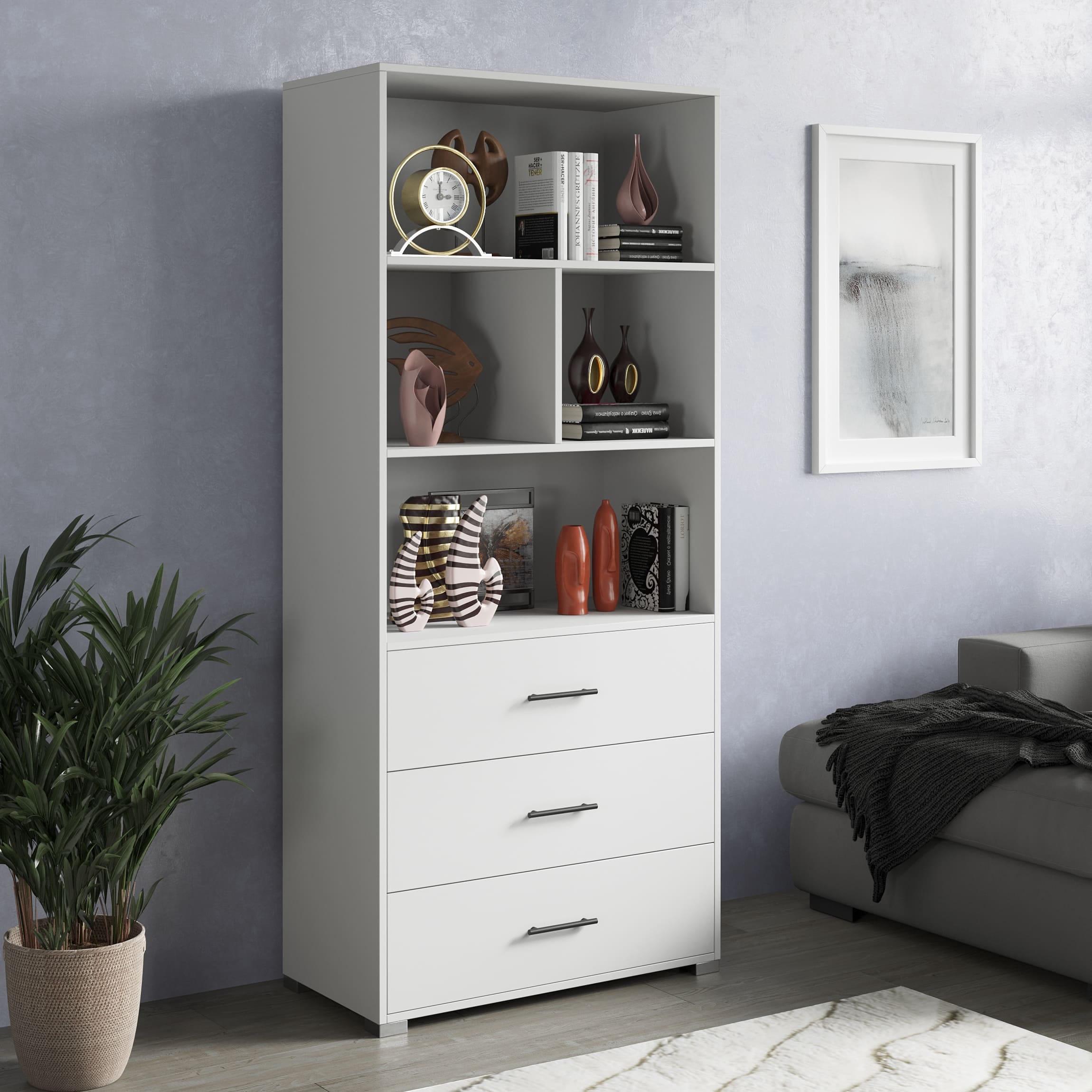 Стеллаж с ящиками и полками Белый (380779)