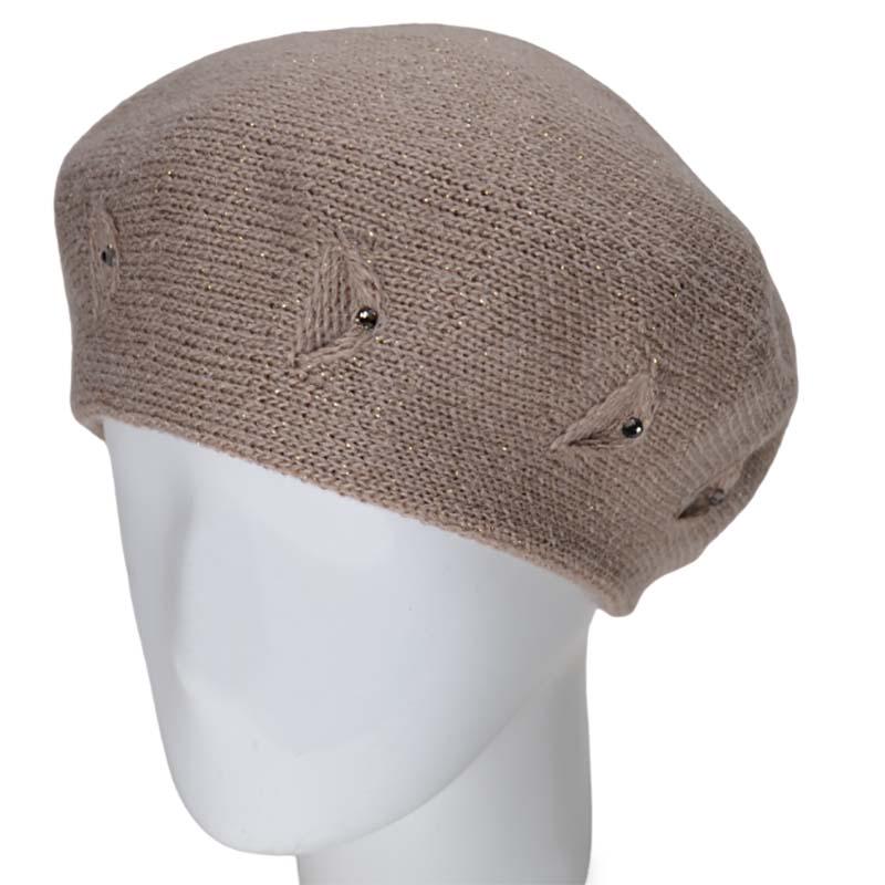 Берет женский Lirus Мариса двойной полушерстяной с люрексовой нитью Бежевый (119015)
