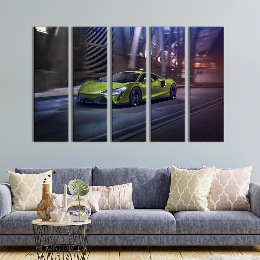 Картина на холсте Яркий жёлтый McLaren Artura 155x95 см (1275-51)