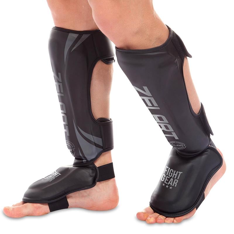 Защита голени и стопы Zelart BO-8356 для единоборств L Черный/Серый (37429206)