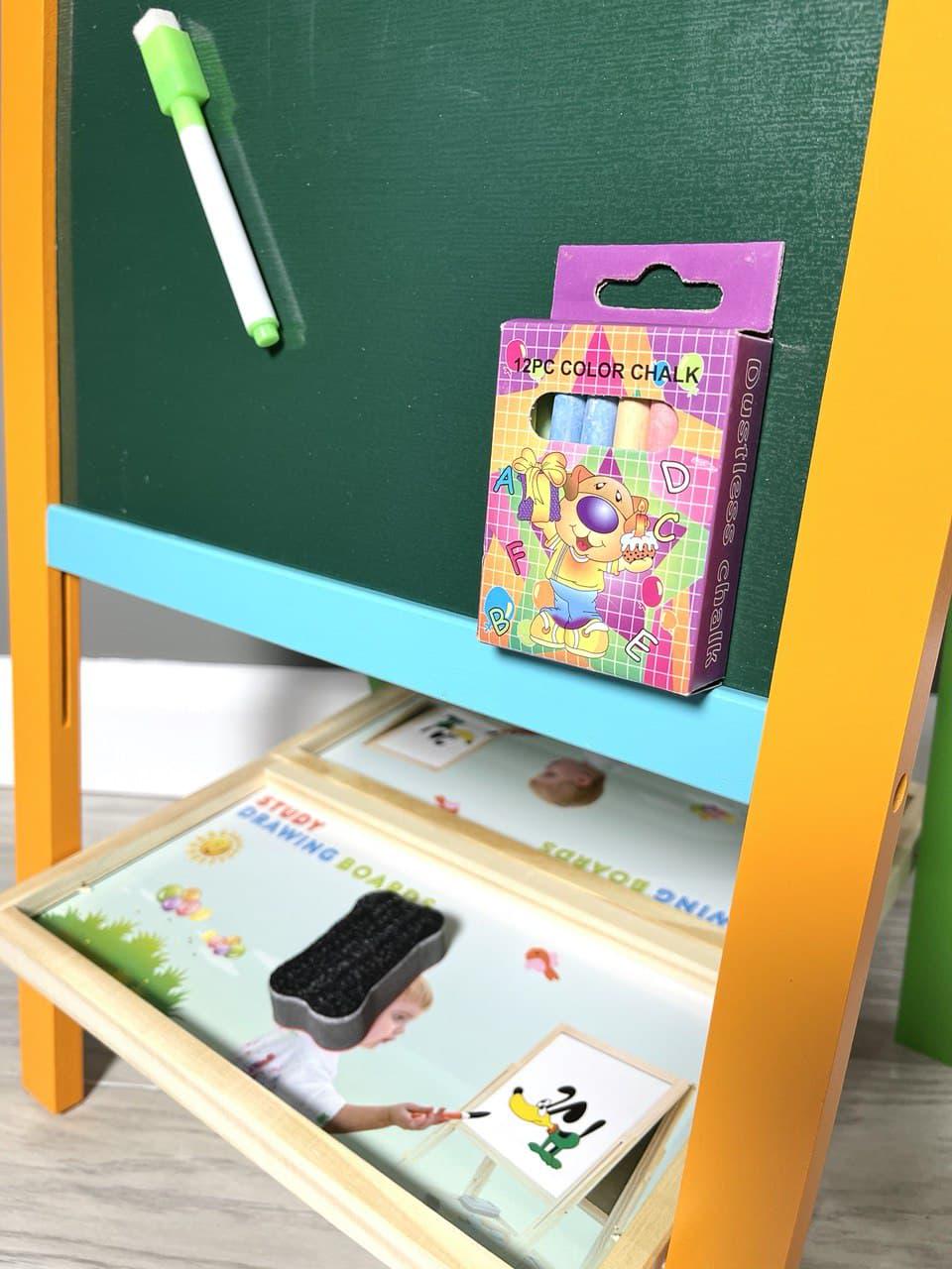 Детский мольберт двухсторонний магнитный напольный с полочкой - фото 10 Детский мольберт двухсторонний магнитный напольный с полочкой - фото 10