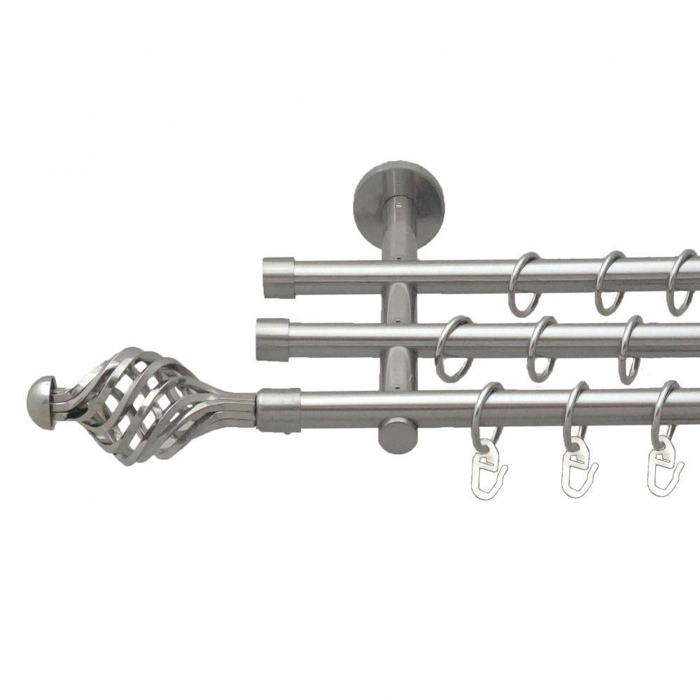 Карниз Orvit Арезо трехрядный гладкий 20 мм 300 см Нержавеющая сталь (5503354)