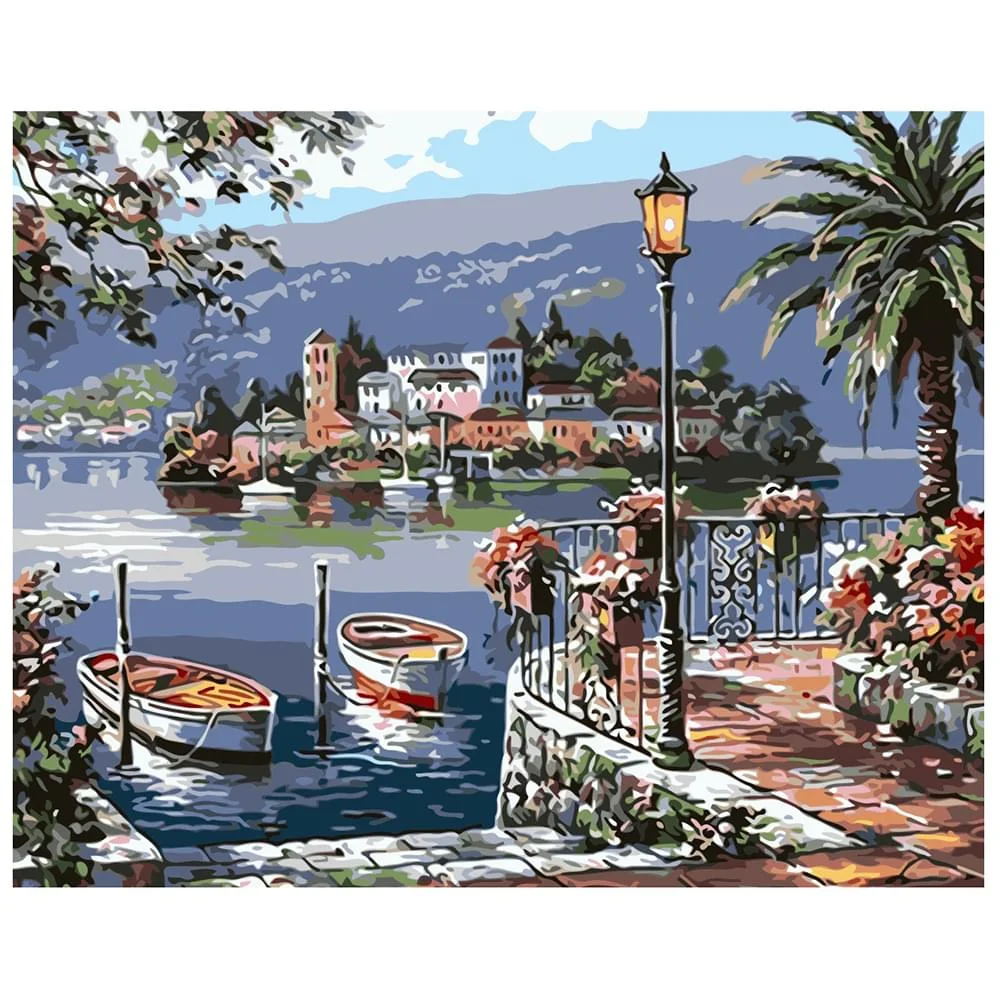 Картина по номерам Strateg Пейзаж Пейзаж с челноками 40х50 см в коробке (VA-0023КЗ-mt)