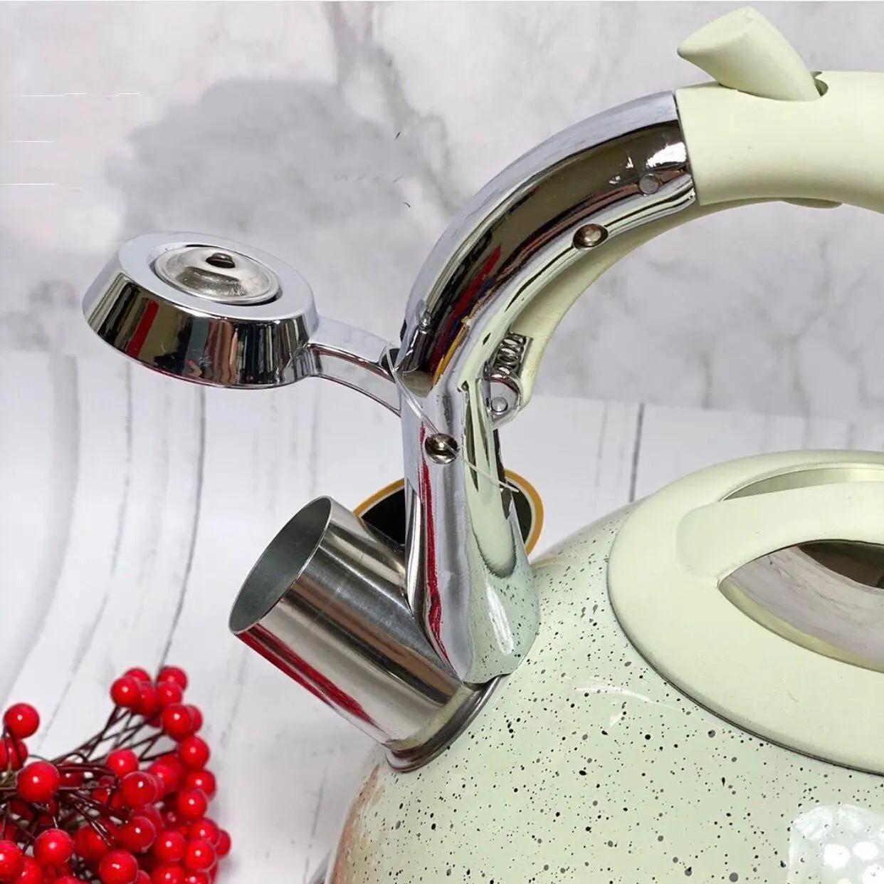 Чайник с свистком для индукционных плит Edenberg EB-1955 из нержавеющей стали 3 л Бежевый (2530556547) - фото 2