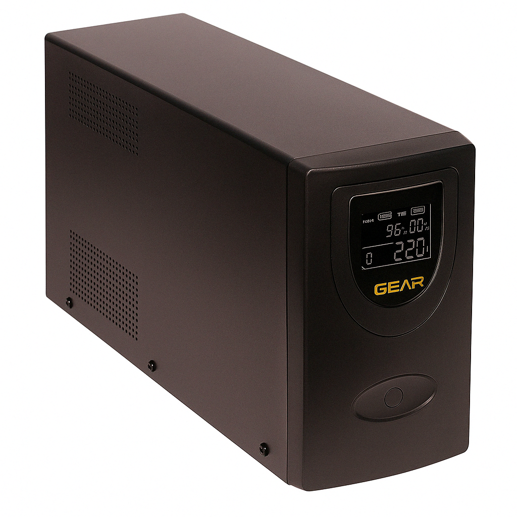 Источник бесперебойного питания Gear 2000VA LCD металл RJ45/USB (GU-2000MLCD)