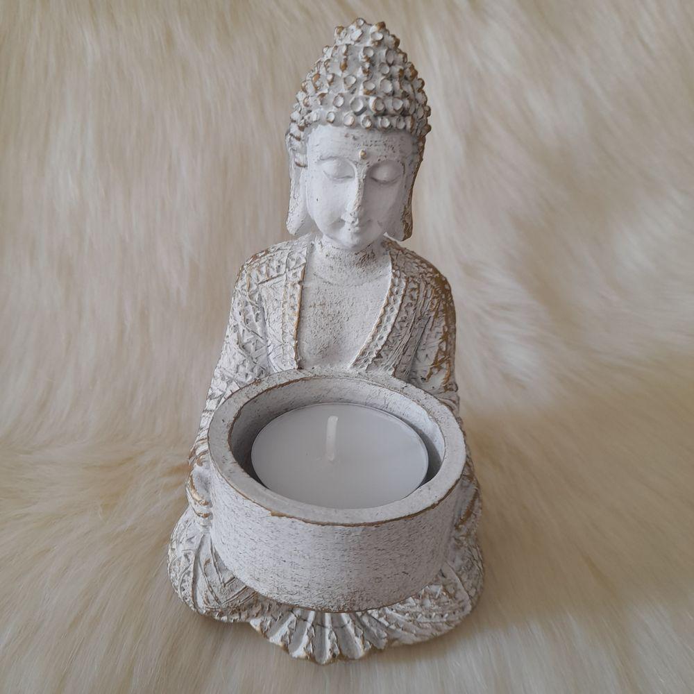 Підсвічник Гранд Презент Будда обіймає ПП703в 15х10х10 см Біло-золотий
