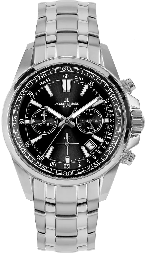 Наручные часы мужские Jacques Lemans Liverpool 1-2117I со стальным корпусом WR 200 м и черным циферблатом