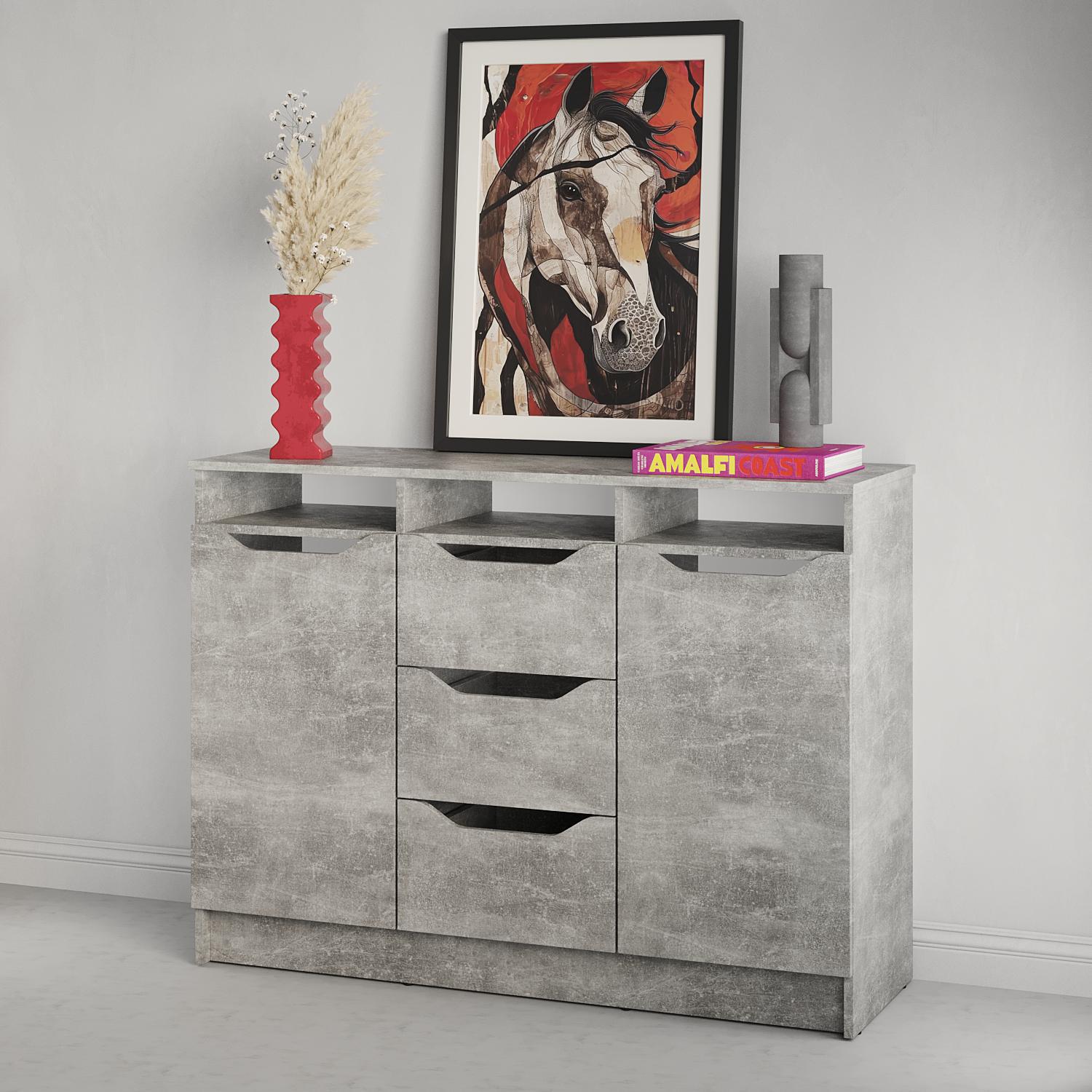 Комод в гостиную MebelStar 1200 Лилу 121x40x89 см Бетон (MBS-1332) Комод в гостиную MebelStar 1200 Лилу 121x40x89 см Бетон (MBS-1332)