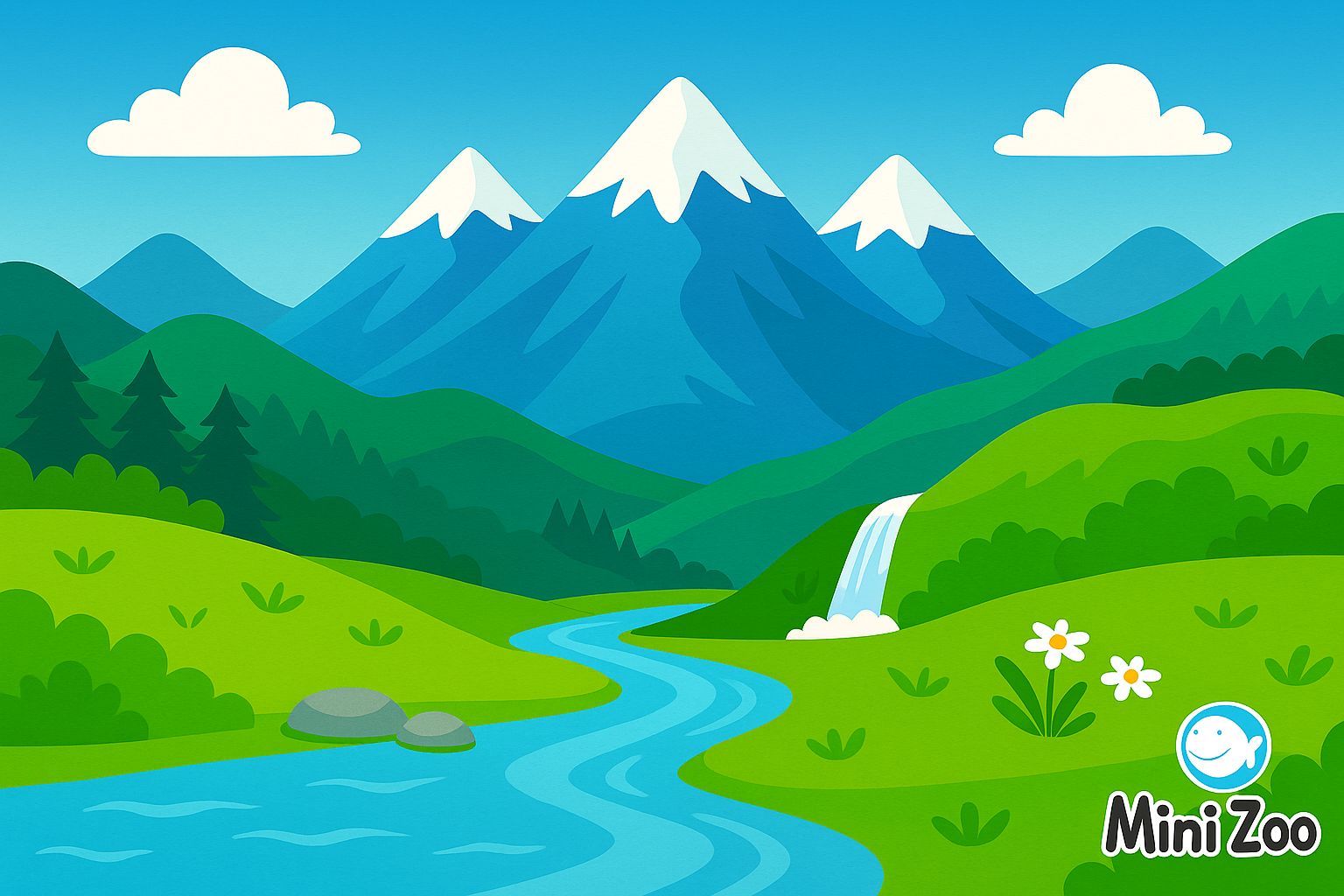 Коврик игровой Горы и водопад (00002)