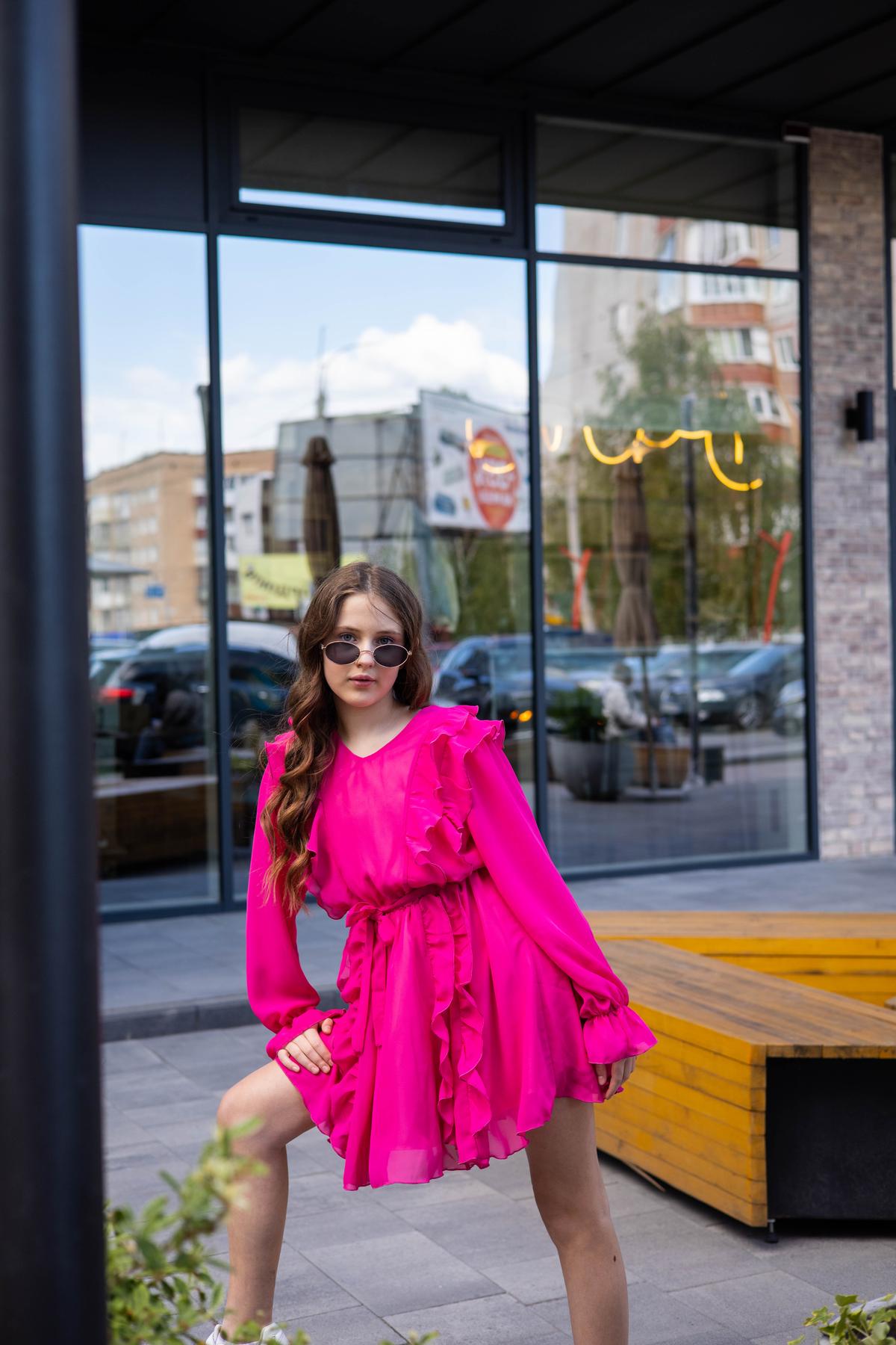 Сукня шифонова підліткова IRmAS 1266 140 см Малиновий - фото 4 Сукня шифонова підліткова IRmAS 1266 140 см Малиновий - фото 4