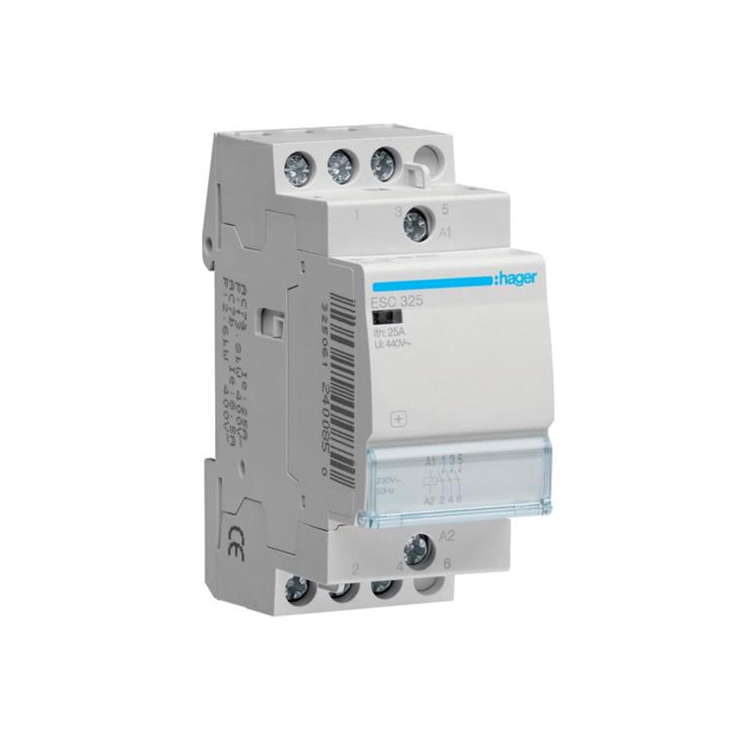 Контактор модульний Hager 3P 25А 3NO 230V (ESC325)