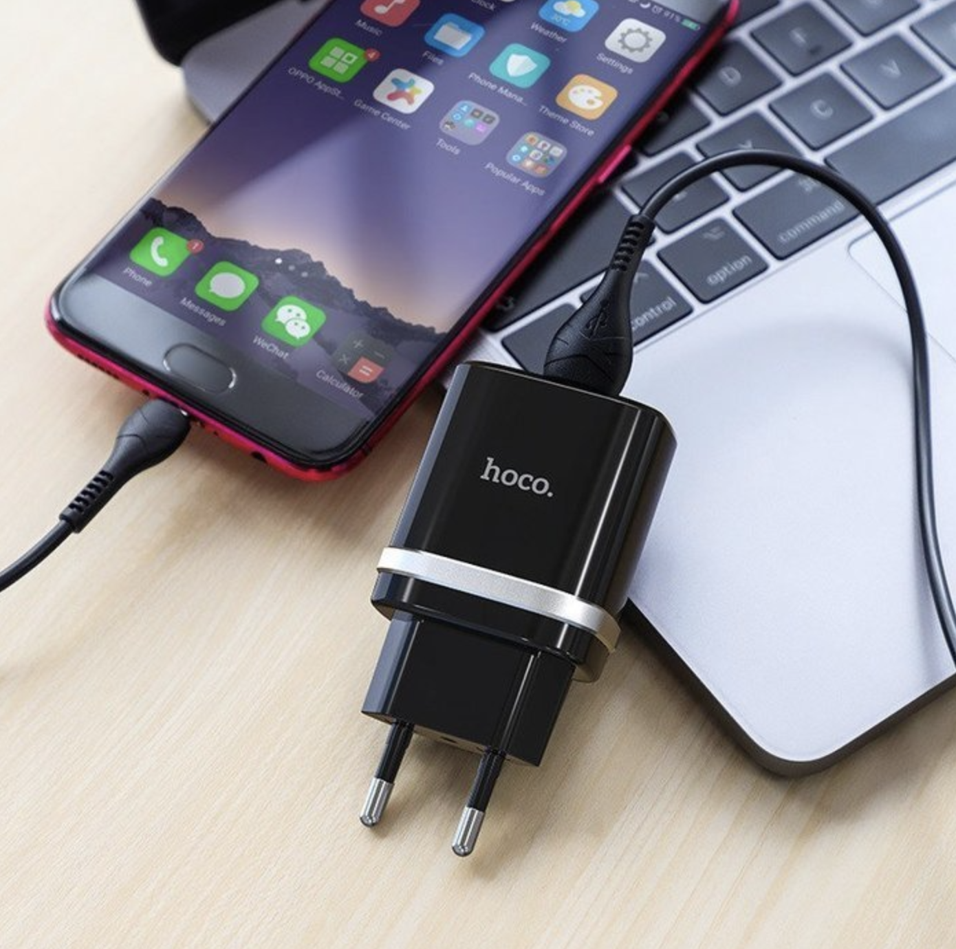 Пристрій мережевий зарядний Hoco C12Q Smart QC3.0 1 USB/3A з кабелем для заряджання USB/MicroUSB Чорний - фото 8