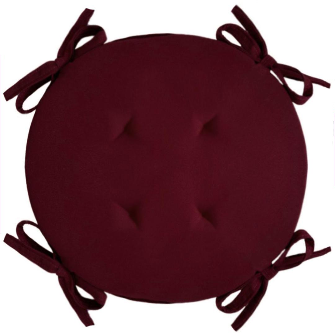 Подушка на стул с 4 завязками Ø 40х2 см Бордовый (2542836107)