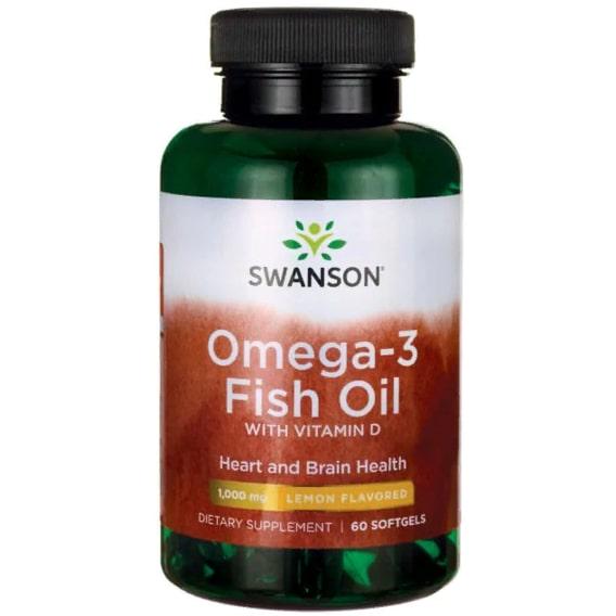 Омега 3 Swanson Omega-3 Fish Oil with Vitamin D 1000 мг 60 Softgels Lemon (SWA-11309) Омега 3 Swanson Omega-3 Fish Oil with Vitamin D 1000 мг 60 Softgels Lemon (SWA-11309)