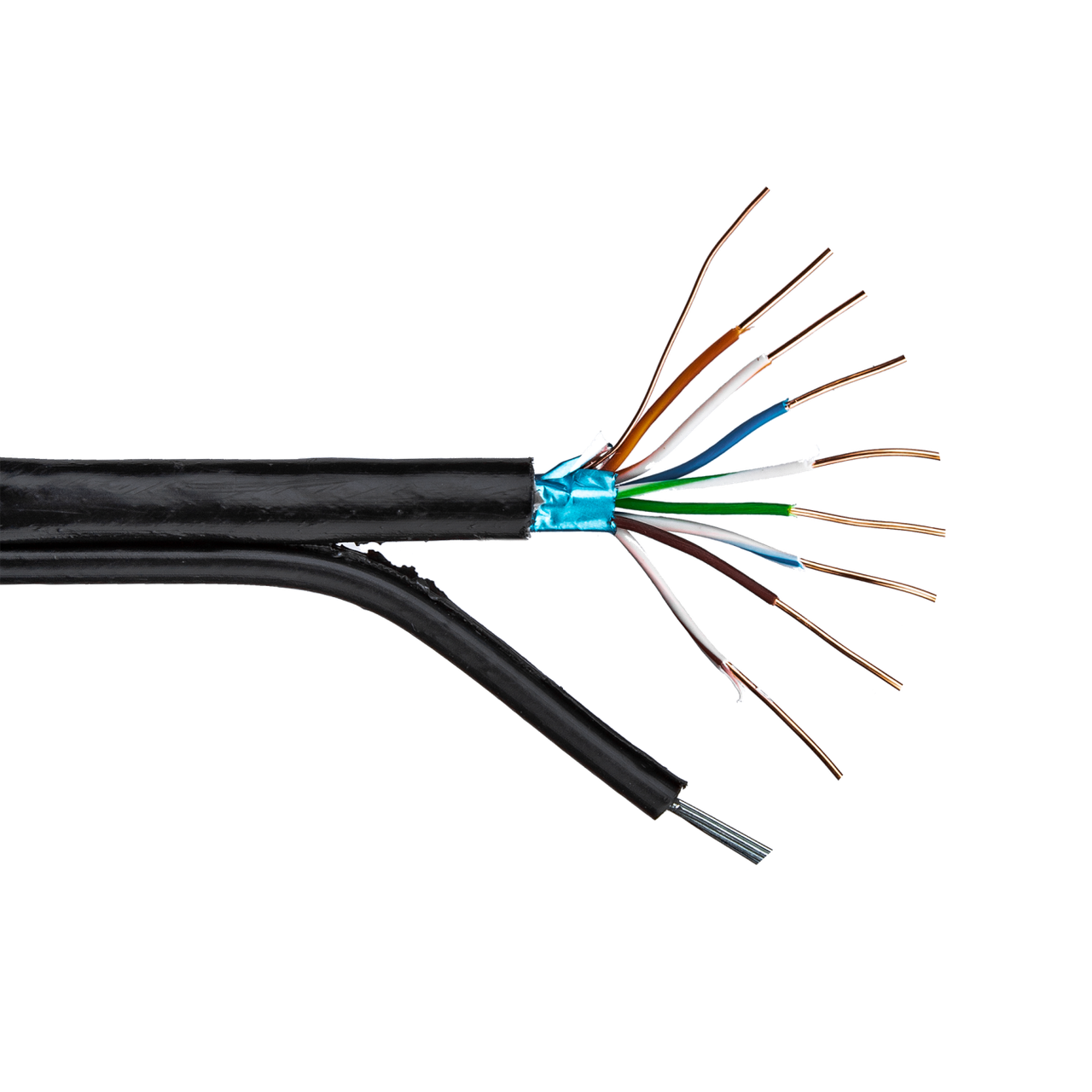 Кабель экранированный для наружной прокладки LP CCA Cat.5e FTP с тросом 7х0,4 4x2x0,51 мм