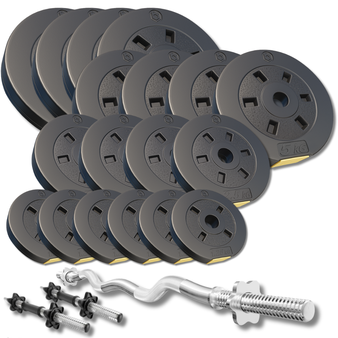 Набір зі штангою та гантелями Besport PowerPro 86 кг з w-подібним грифом 120 см (5209)