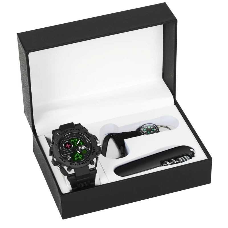 Годинник чоловічий спортивний водостійкий тактичний Besta Box Tattoo ЗСУ Set подарунковий набір з компасом (2406)