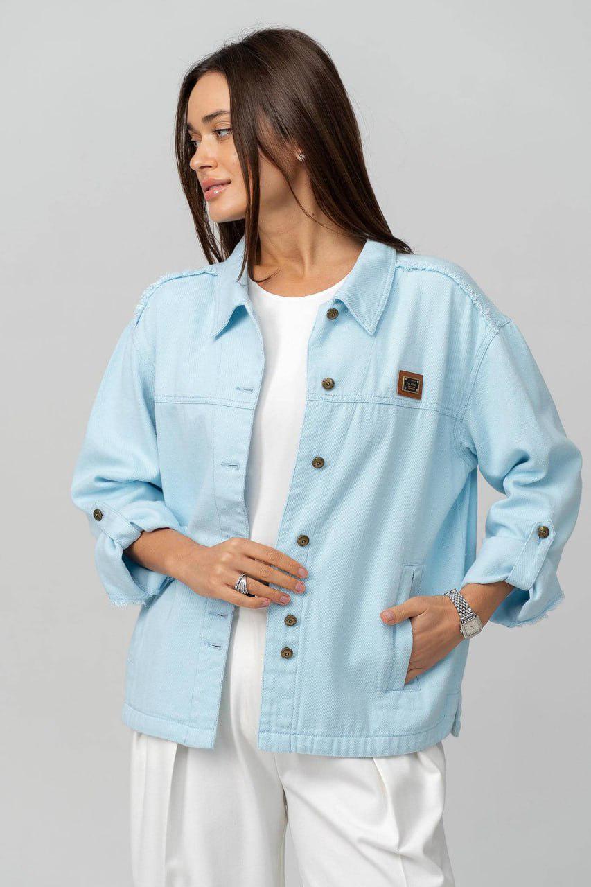 Куртка-блейзер жіноча джинсова 5XL Блакитний (33284879)