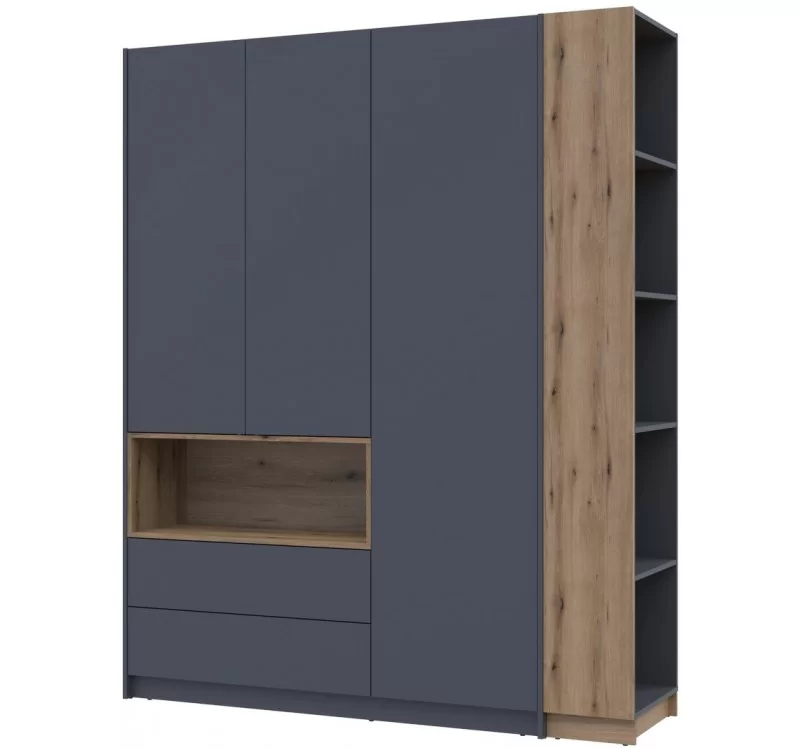 Шкаф трехдверный Дейл 178х52х220 см Графит/Дуб Эвок (26844183)