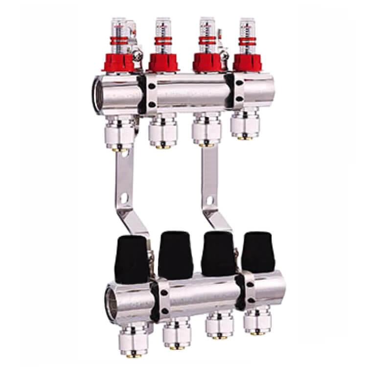 Коллектор для теплого пола DJOUL 1x3/4 на 4 контура с расходомерами евроконус (DJ2016204A) - фото 1 Коллектор для теплого пола DJOUL 1x3/4 на 4 контура с расходомерами евроконус (DJ2016204A) - фото 1