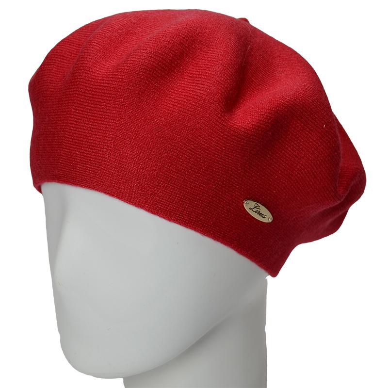 Берет женский двойной Novita Софи из вискозы теплый мягкий L р. 57-58 Красный