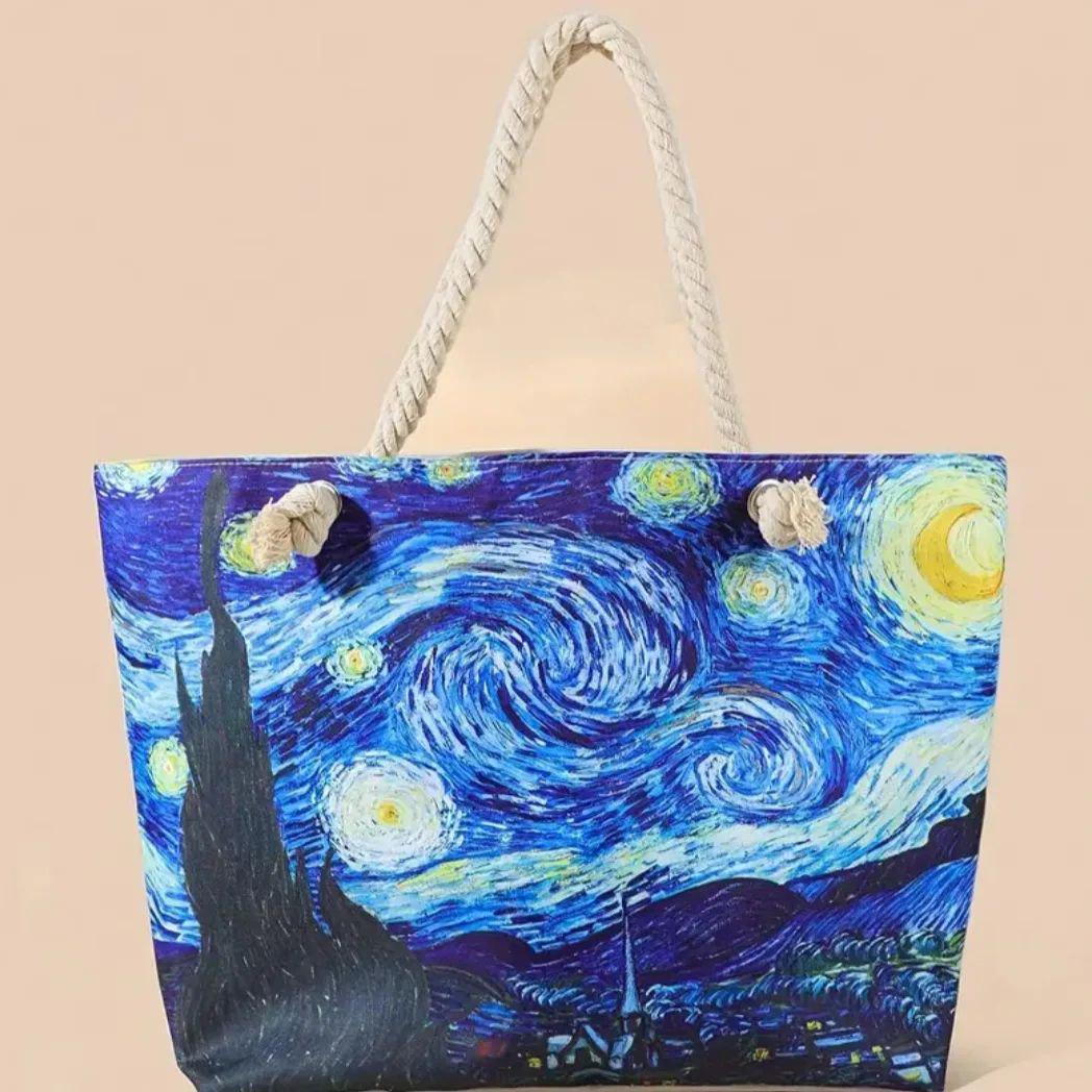 Сумка пляжная с художественным принтом Звездная ночь (00165)