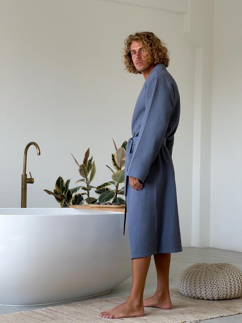 Халат мужской банный для бассейна XL Синий (ВК4401В-4) - фото 7 Халат мужской банный для бассейна XL Синий (ВК4401В-4) - фото 7