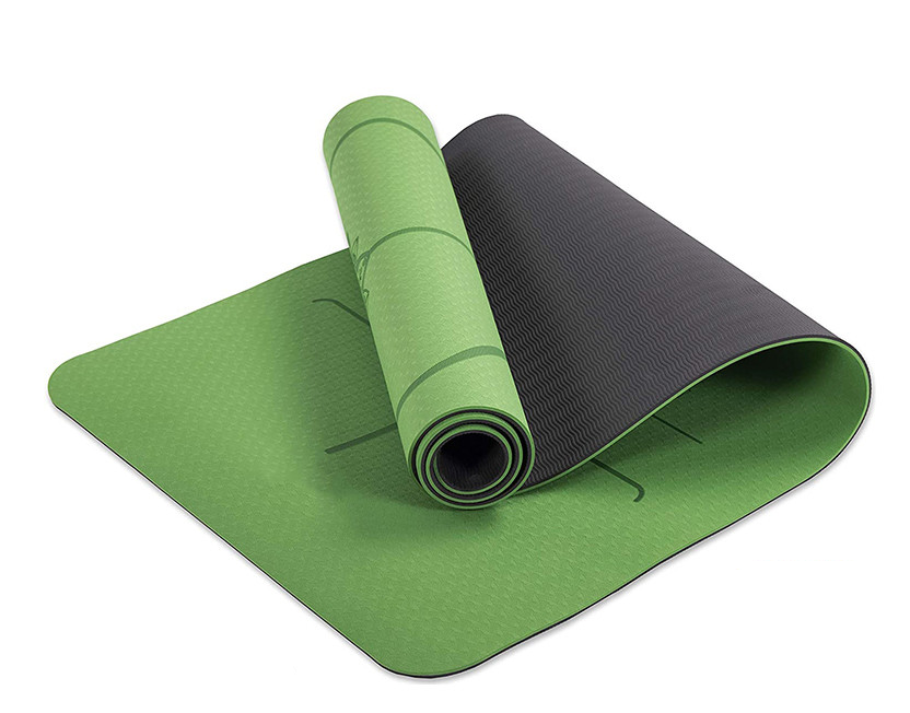 Килимок для фітнесу та йоги двошаровий нековзний 6 мм 183х61 см Зелений (0416)
