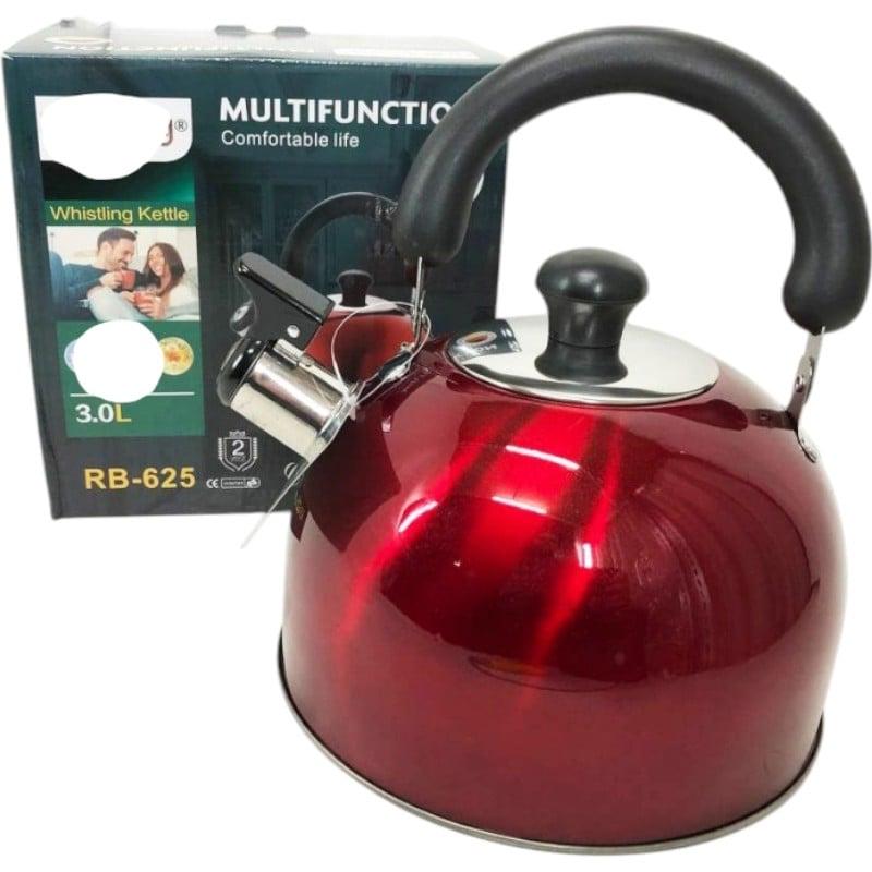Чайник Rainberg RB-625 нержавіюча сталь зі свистком 3 л Red (26202616) - фото 6