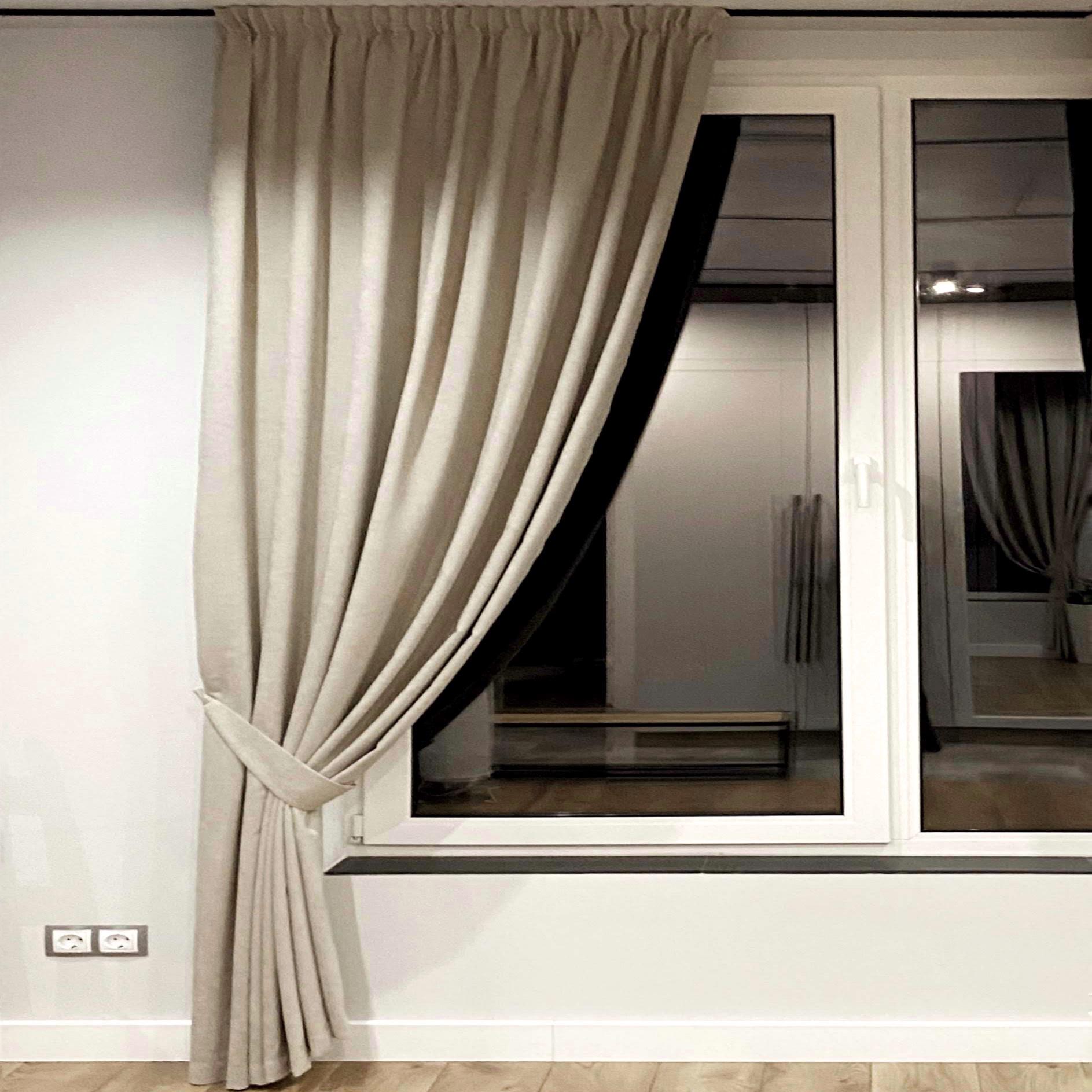 Штора на тесьме с подхватом 250x250 см микровелюр 1 шт. Серо-бежевый (402211-МТ11250) - фото 6