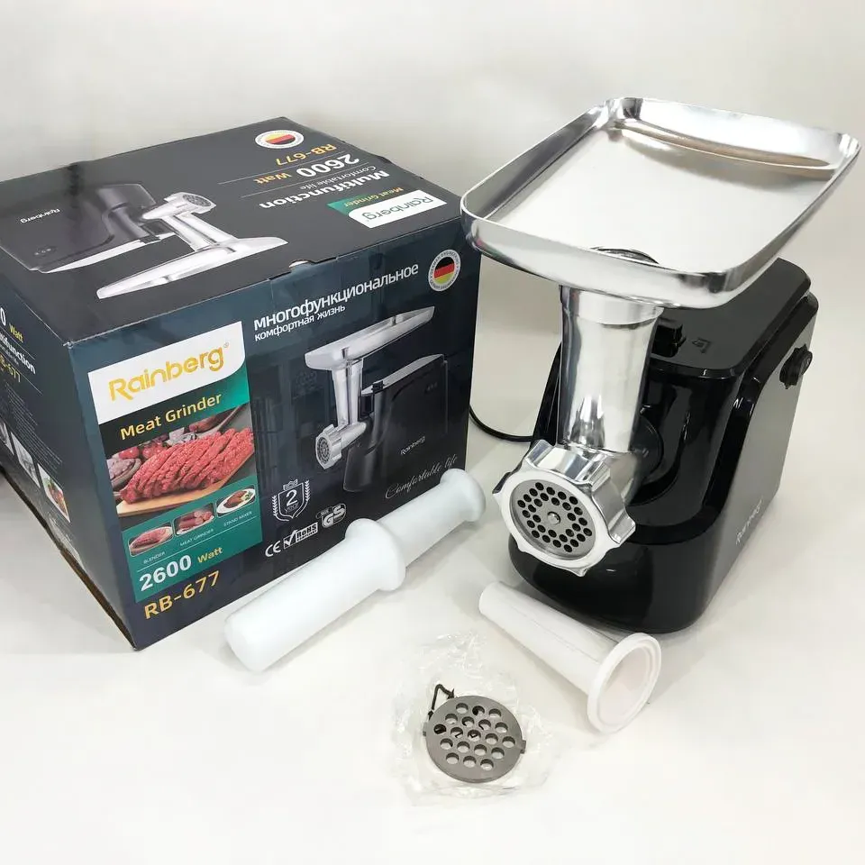 М'ясорубка електрична Rainberg RB-677 з насадкою для ковбас 2600 Вт (ML-04368) - фото 2 М'ясорубка електрична Rainberg RB-677 з насадкою для ковбас 2600 Вт (ML-04368) - фото 2