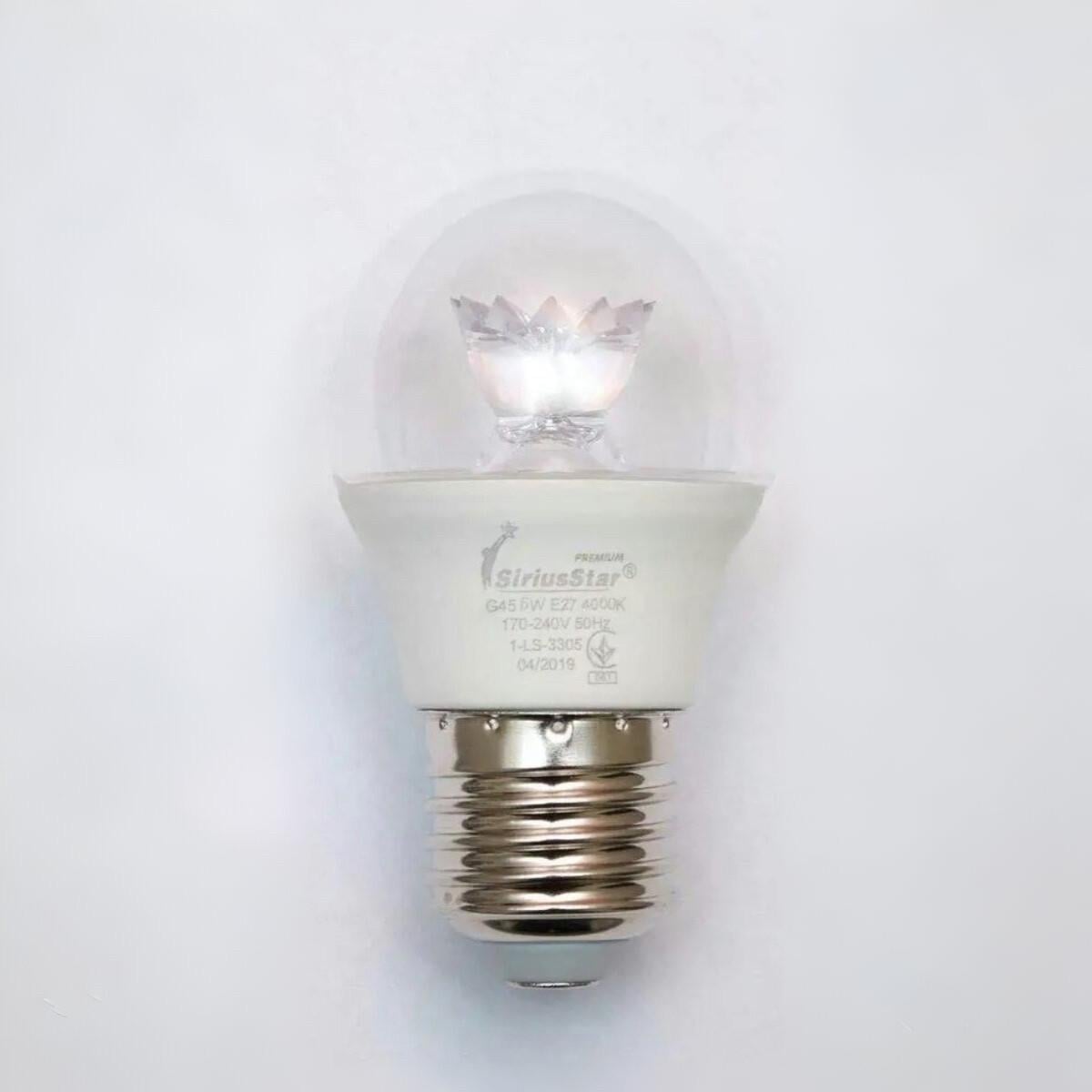 Светодиодная лампа SiriusStar crystal 6W G45 4000K E27 Белый (3305)