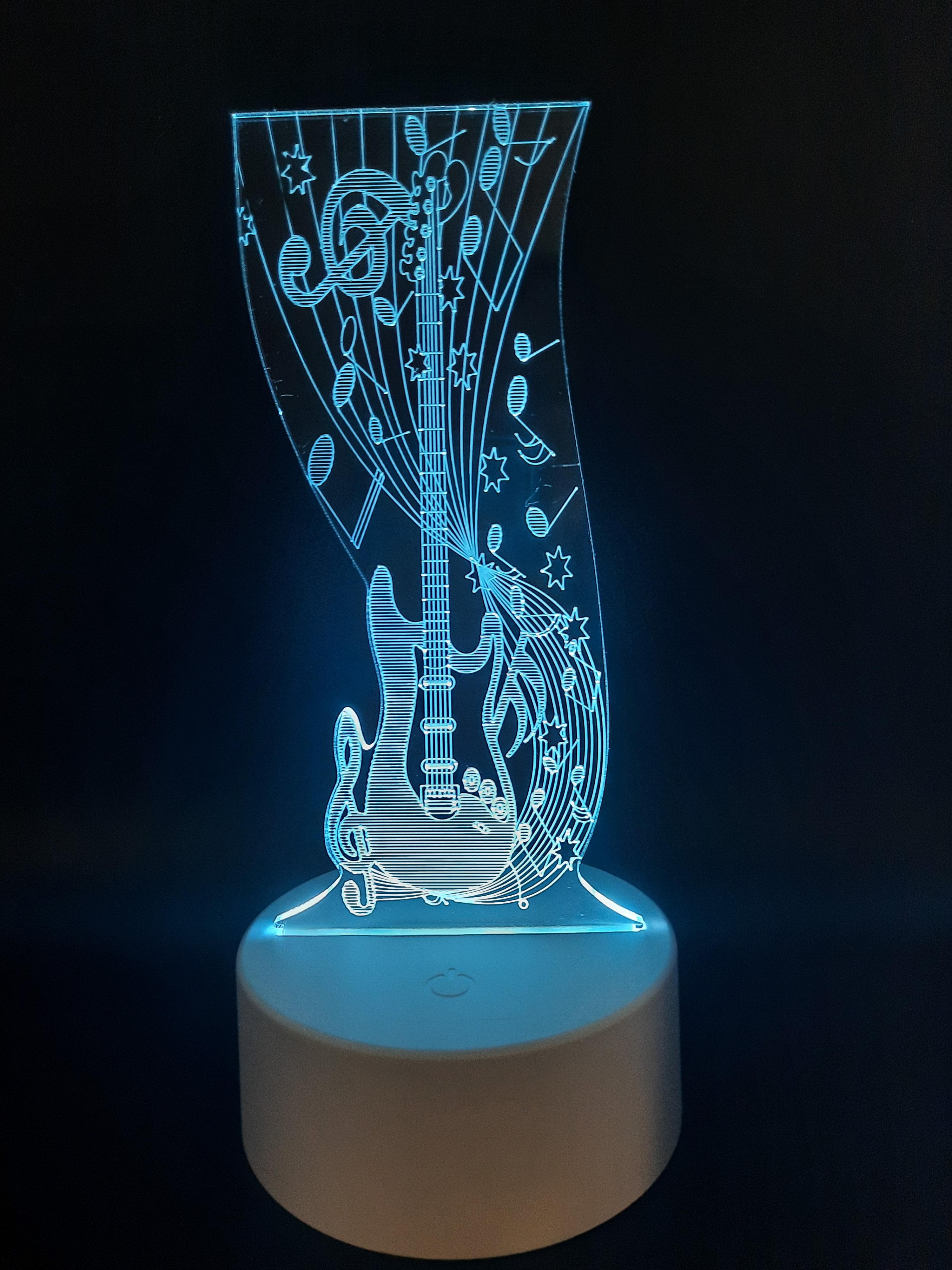 Ночник LED 3D Гитара с нотами 16 цветов